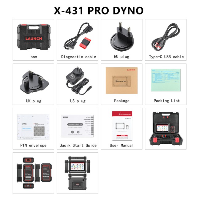Launch X431 PRO DYNO Bi-directional Diagnostic Tool  8" with 37+ Services ,CAN FD DoIP Update Version of X431 Pro Elite, V Pro