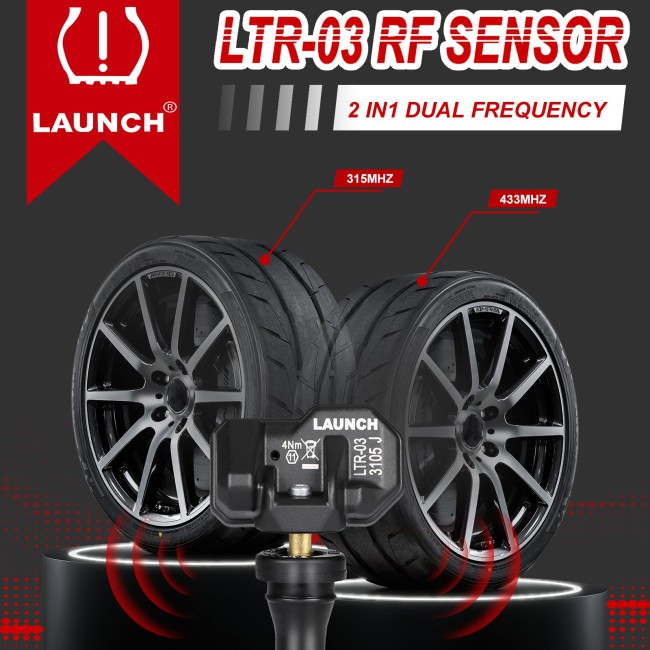 4pcs Launch LTR-03 RF Sensor 315MHz/ 433MHz 2 in 1 Universal & Programmable TPMS Sensor