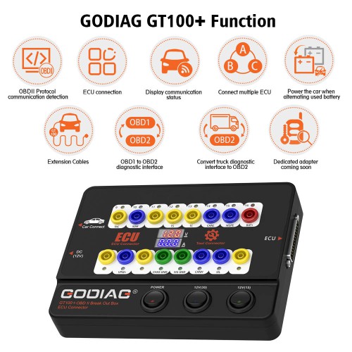 GODIAG GT100+ AUTO TOOLS OBD II Break Out Box ECU Connector work with X431 V, V+