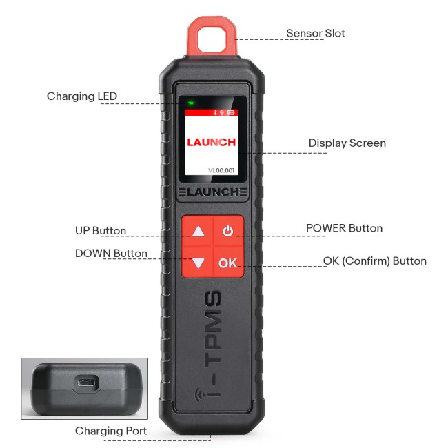 Launch i-TPMS Handheld TPMS Service Tool Work with X431 Scanner/ i-TPMS APP Supports 315/433MHz Sensors