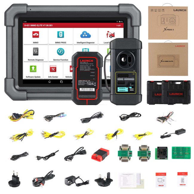 Launch X431 IMMO Elite Key Programmer with X-PROG3 Support All System Diagnosis with 39 Reset Service, CANFD & DOIP