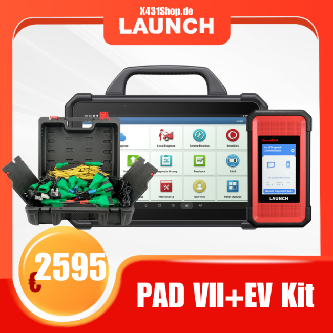 Launch X431 PAD VII PAD 7 Elite + EV Diagnostic Upgrade Kit with Card Supports New Energy Battery Diagnostics Bundle Package