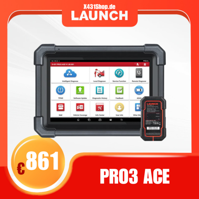 Launch X431 PRO3 ACE Bidirectional Diagnosis 10.1'' with DBSCar VII Support CAN FD,DOIP, Topology Map, Online Coding, 38+ Service