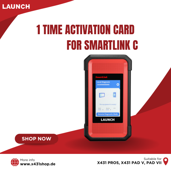 1 Time Activation Card For Launch X431 Smartlink C Super Remote