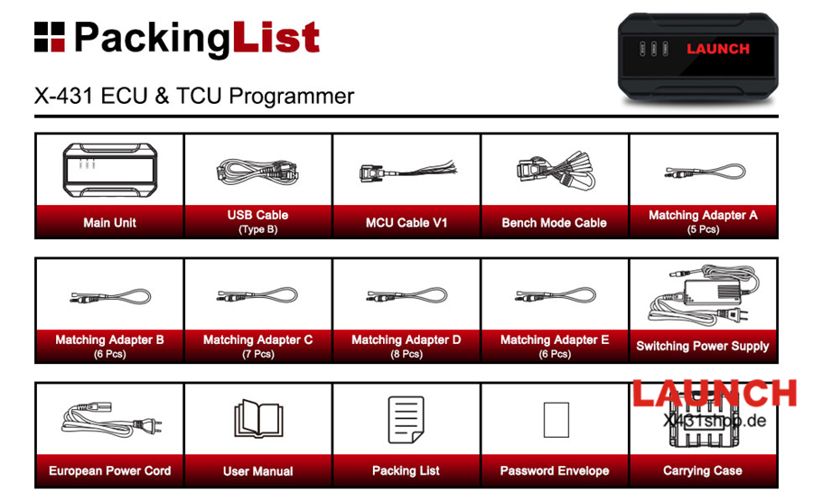 launch ecu tcu programmer package list