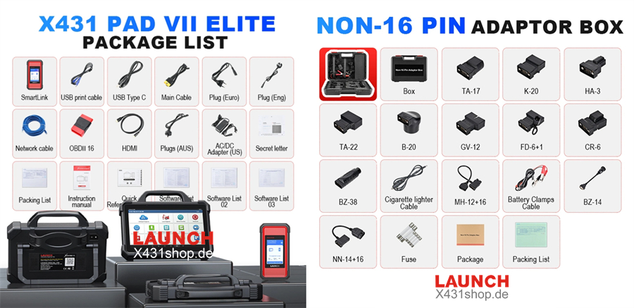 x431 pad vii elite package list