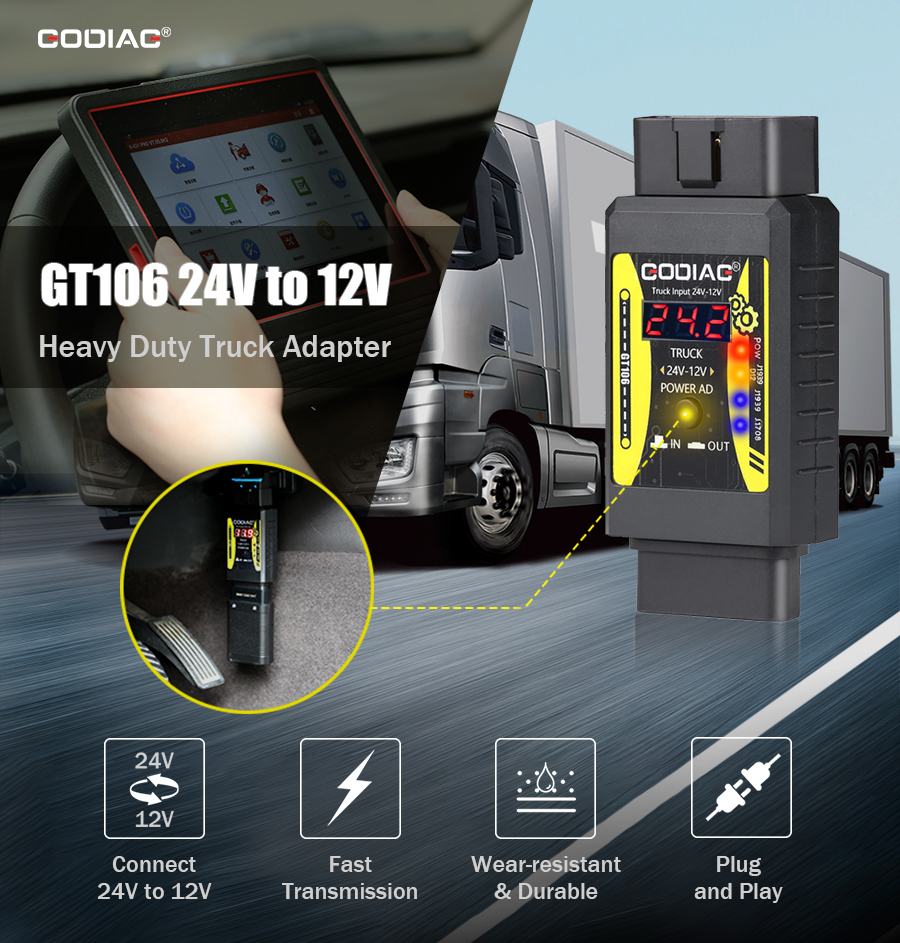 GODIAG GT106 24V to 12V Heavy Duty Truck Adapter