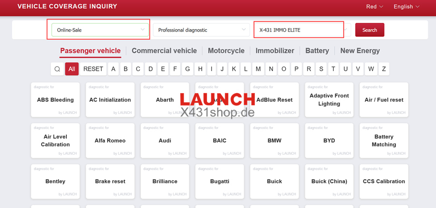 how to check launch x431 support car list